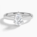 Pear Six-Prong Hidden Halo Lab Diamond Engagement Ring In 14K White Gold - Lucenjuri