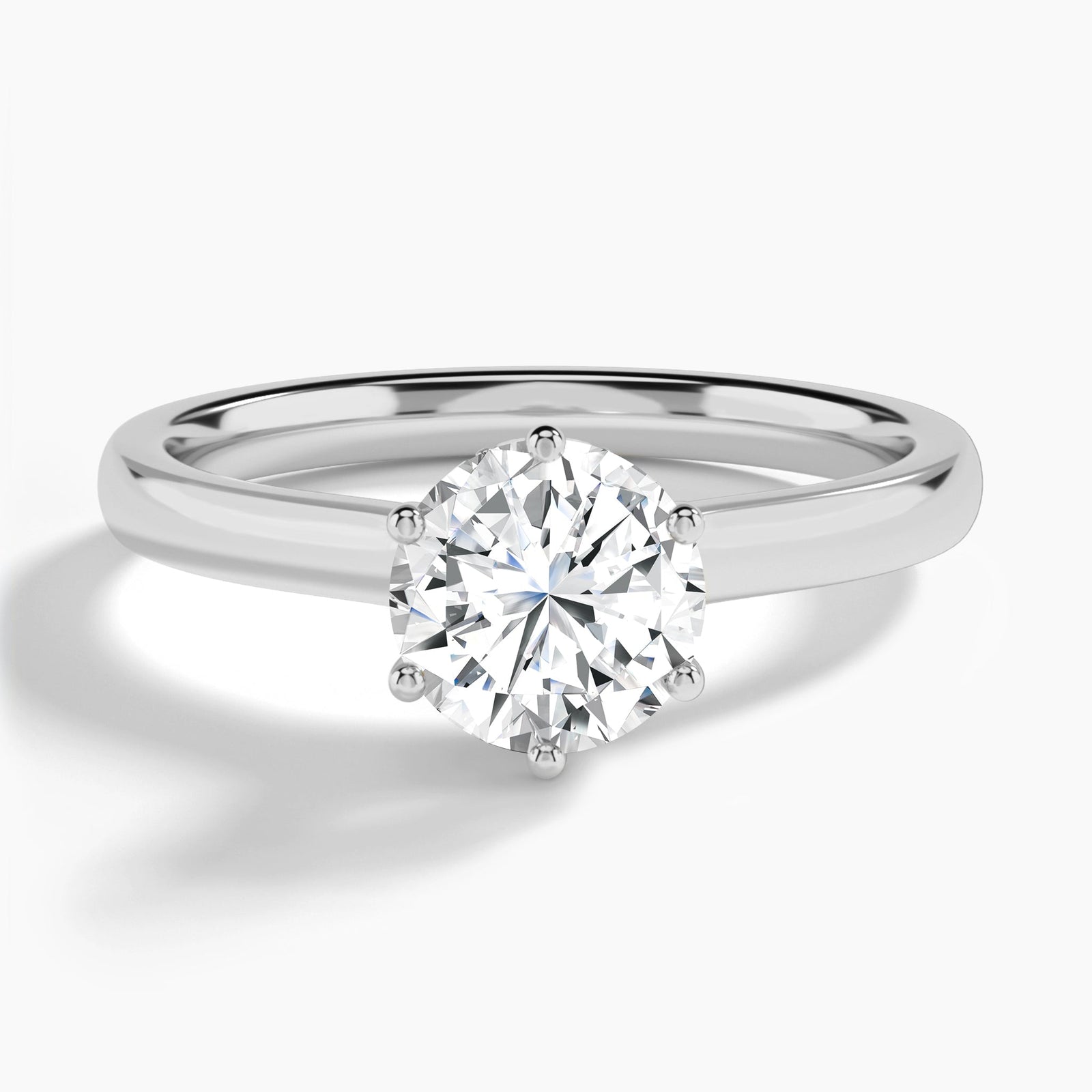 Round Six-Prong Hidden Halo Lab Diamond Engagement Ring In 14K White Gold - Lucenjuri