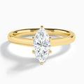 Marquise Six-Prong Hidden Halo Lab Diamond Engagement Ring In 14K Yellow Gold - Lucenjuri