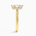 Marquise Six-Prong Hidden Halo Lab Diamond Engagement Ring In 14K Yellow Gold, Side View