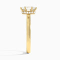 Oval Six-Prong Hidden Halo Lab Diamond Engagement Ring In 18K Yellow Gold, Side View