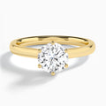 Round Six-Prong Hidden Halo Lab Diamond Engagement Ring In 14K Yellow Gold - Lucenjuri