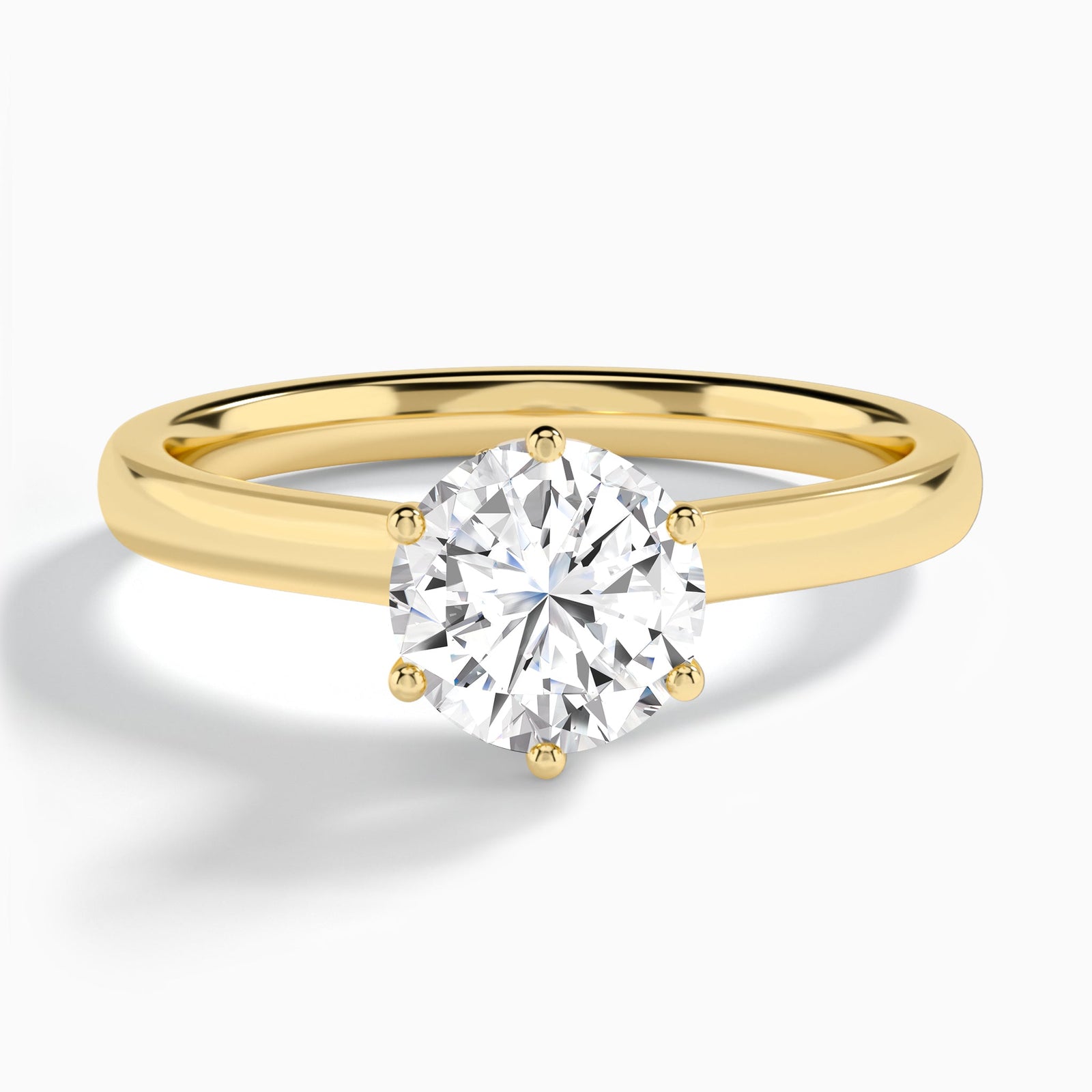 Round Six-Prong Hidden Halo Lab Diamond Engagement Ring In 14K Yellow Gold - Lucenjuri