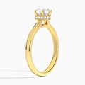 Round Six-Prong Hidden Halo Lab Diamond Engagement Ring In 18K Yellow Gold, Angle View