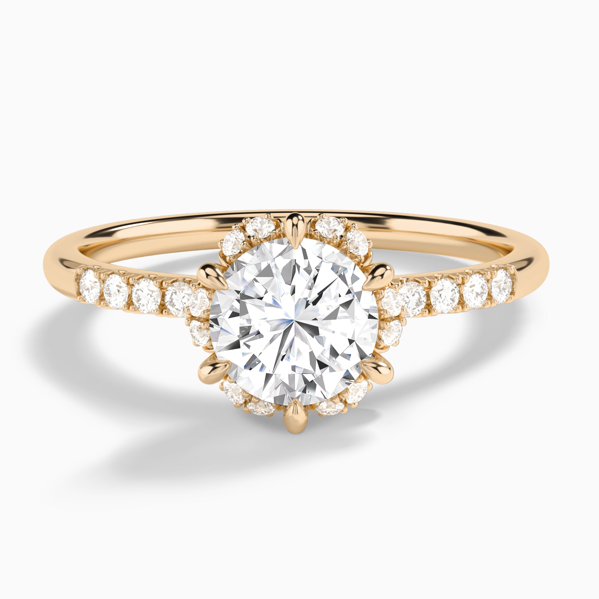 Round Alya Halo Lab Grown Diamond Engagement Ring In 14K Rose Gold - Lucenjuri