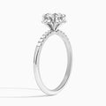 Round Alya Halo Lab Grown Diamond Engagement Ring In 14K White Gold, Angle View