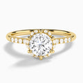 Round Alya Halo Lab Grown Diamond Engagement Ring In 14K Yellow Gold - Lucenjuri