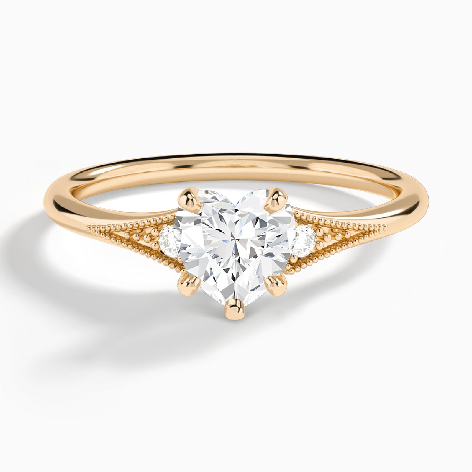 Heart Petite Hudson Milgrain Lab Diamond Engagement Ring In 14K Rose Gold - Lucenjuri