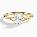 Cushion Petite Hudson Milgrain Lab Diamond Engagement Ring In 18K Yellow Gold - Lucenjuri