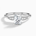 Radiant Perfect Fit Six Side Stone Lab Diamond Engagement Ring In 14K White Gold - Lucenjuri