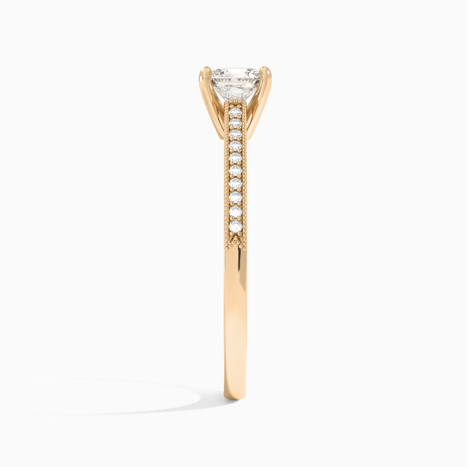 Cushion Luxe Hudson Lab Grown Diamond Engagement Ring In 14K Rose Gold, Side View
