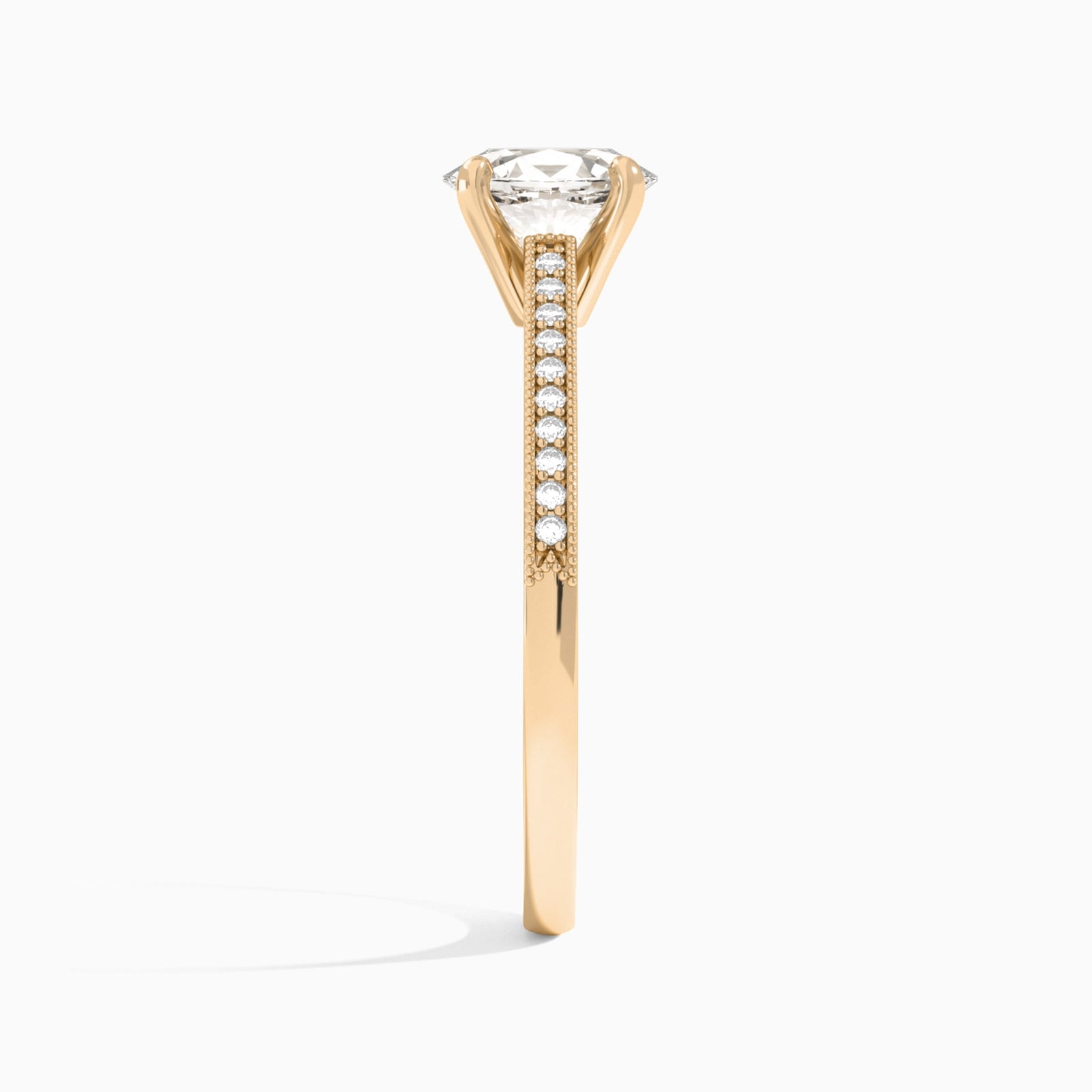 Oval Luxe Hudson Lab Grown Diamond Engagement Ring In 14K Rose Gold, Side View