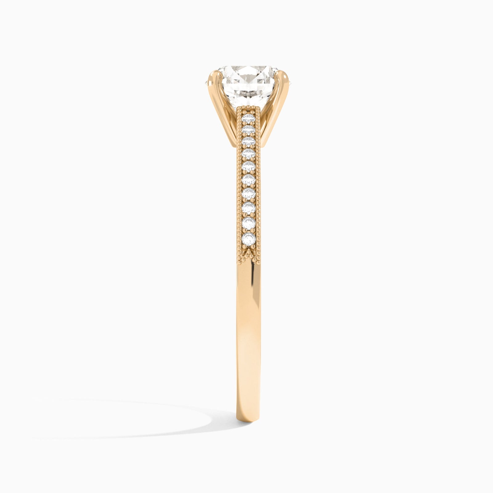 Round Luxe Hudson Lab Grown Diamond Engagement Ring In 14K Rose Gold, Side View