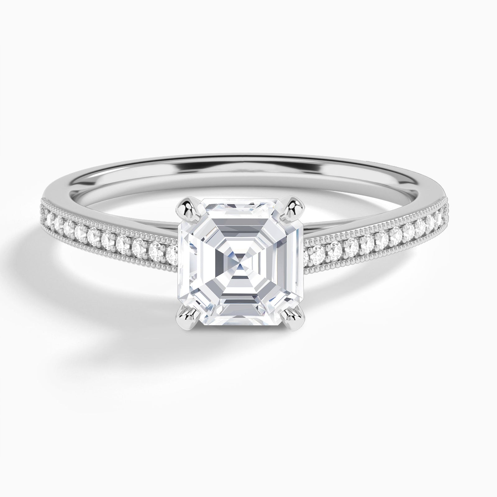 Asscher Luxe Hudson Lab Grown Diamond Engagement Ring In 18K White Gold - Lucenjuri