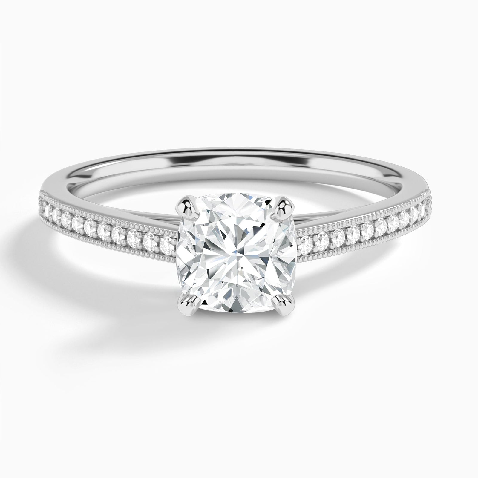 Cushion Luxe Hudson Lab Grown Diamond Engagement Ring In 14K White Gold - Lucenjuri