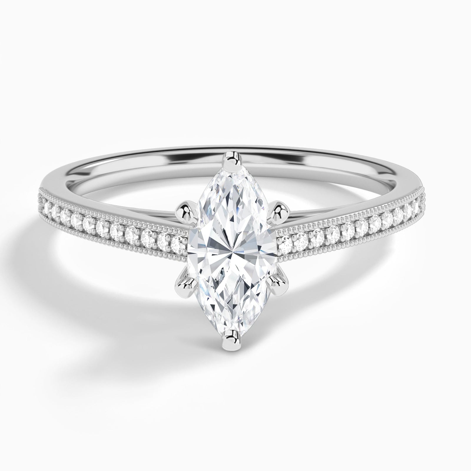 Marquise Luxe Hudson Lab Grown Diamond Engagement Ring In 14K White Gold - Lucenjuri