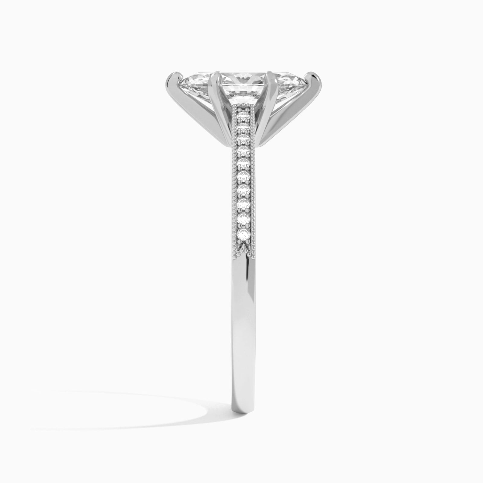 Marquise Luxe Hudson Lab Grown Diamond Engagement Ring In 14K White Gold, Side View
