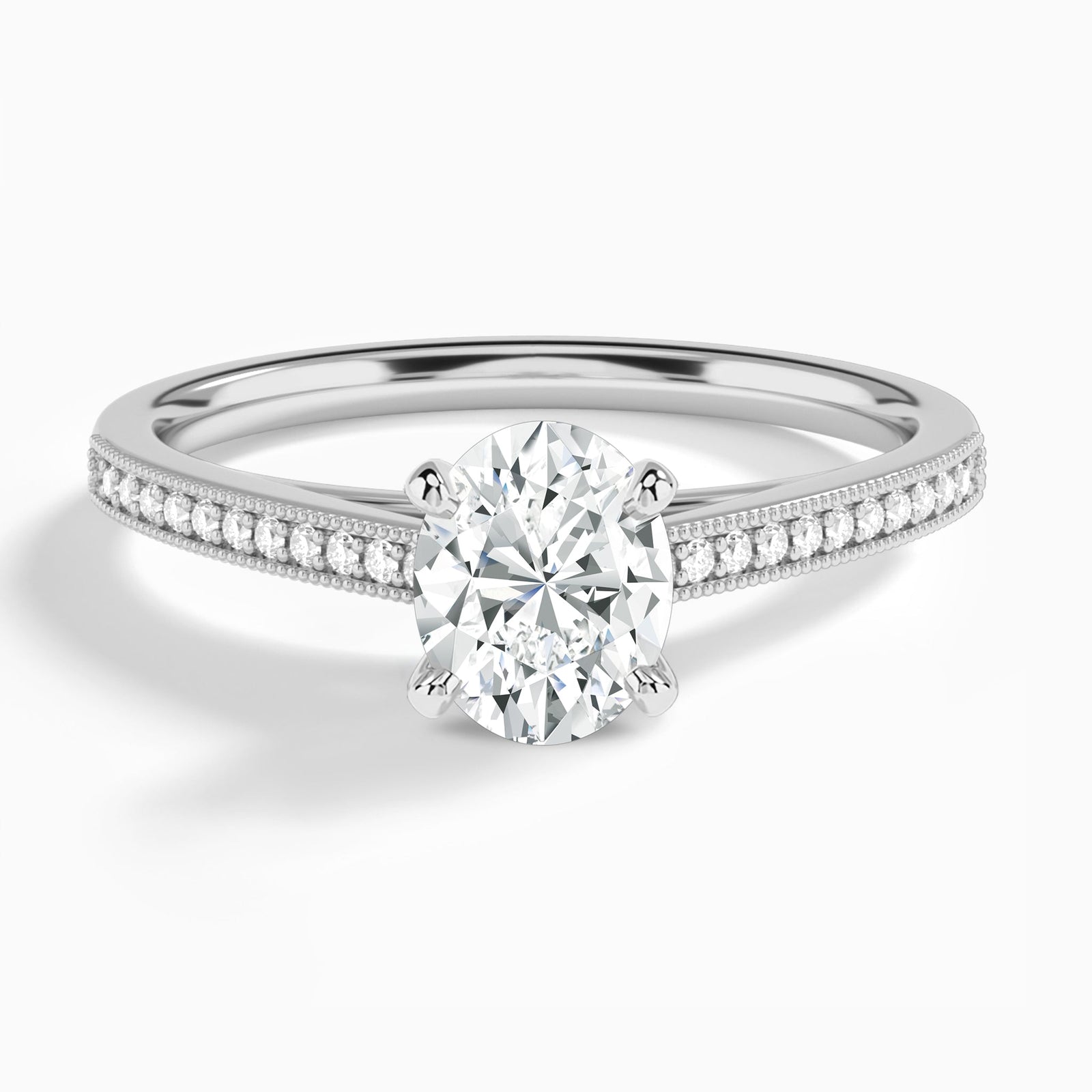 Oval Luxe Hudson Lab Grown Diamond Engagement Ring In 18K White Gold - Lucenjuri