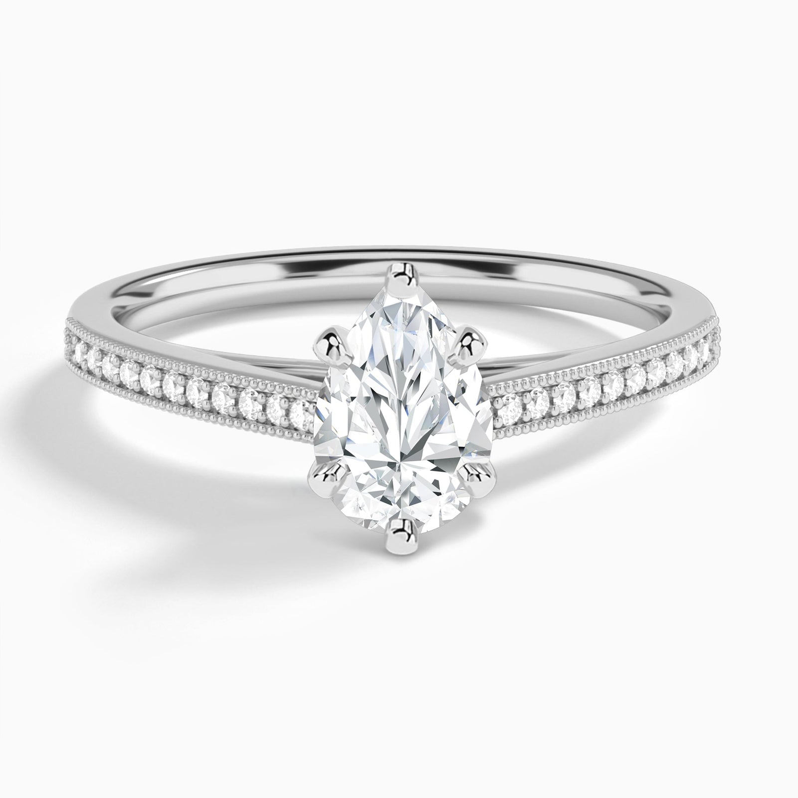 Pear Luxe Hudson Lab Grown Diamond Engagement Ring In 14K White Gold - Lucenjuri