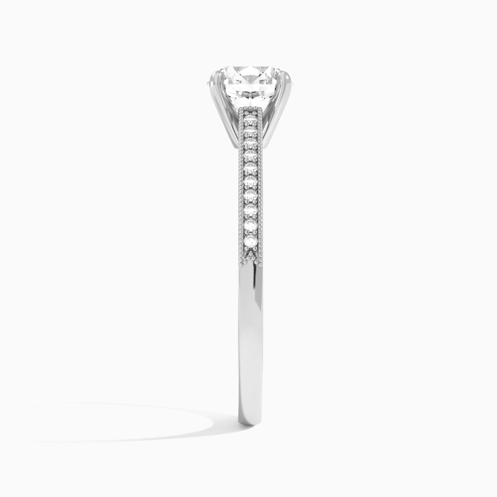 Round Luxe Hudson Lab Grown Diamond Engagement Ring In 14K White Gold, Side View