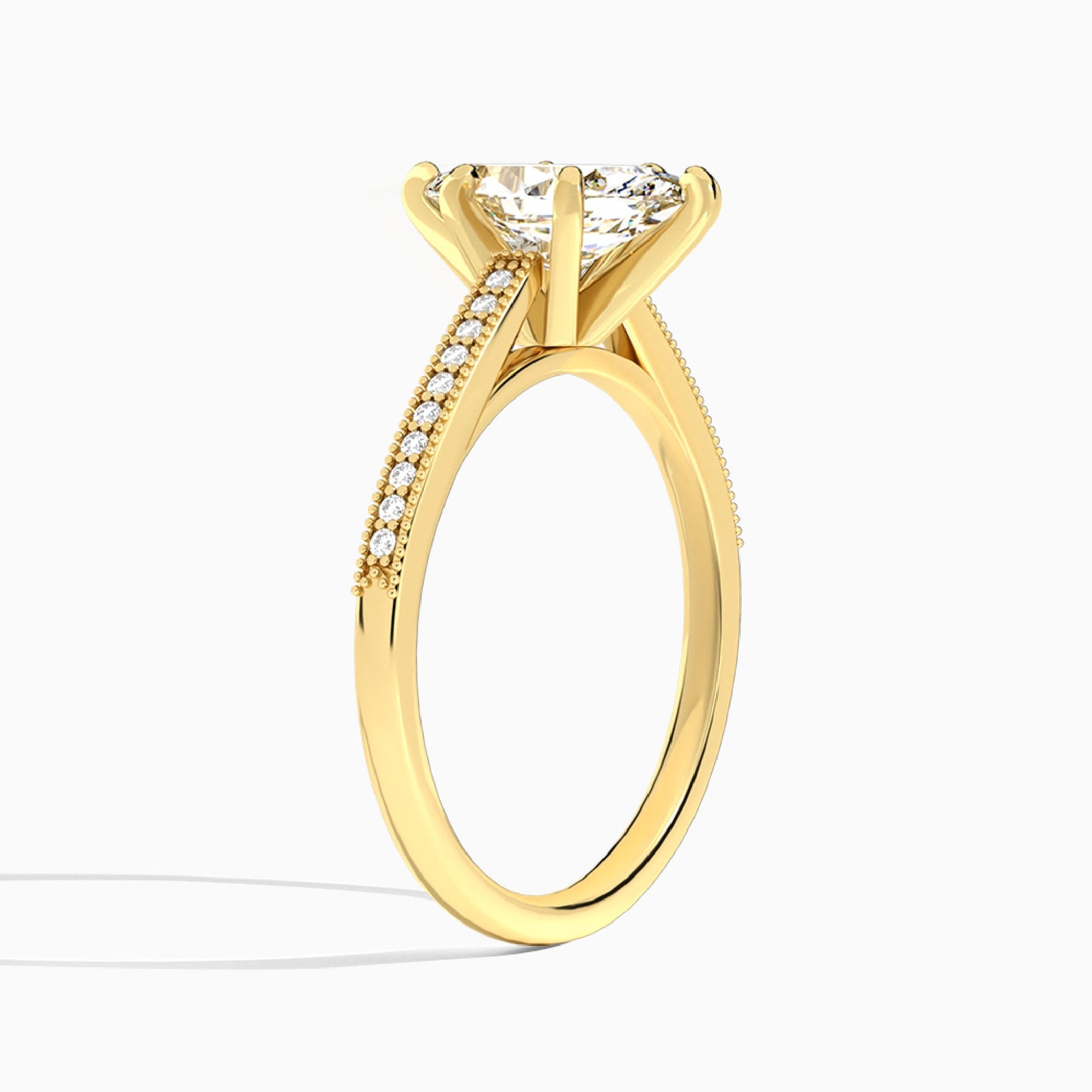 Marquise Luxe Hudson Lab Grown Diamond Engagement Ring In 14K Yellow Gold, Angle View