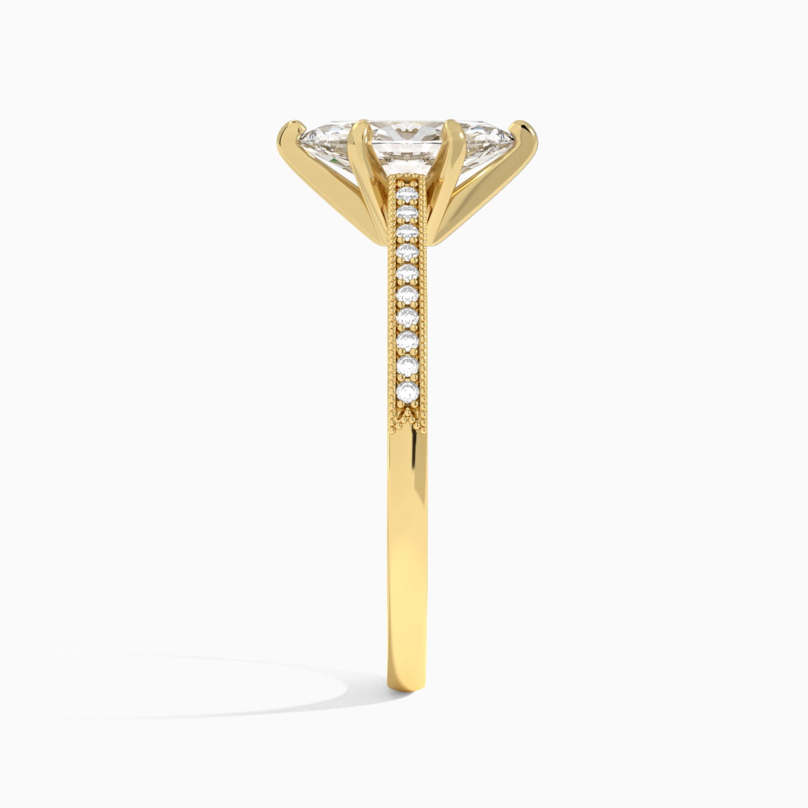 Marquise Luxe Hudson Lab Grown Diamond Engagement Ring In 14K Yellow Gold, Side View