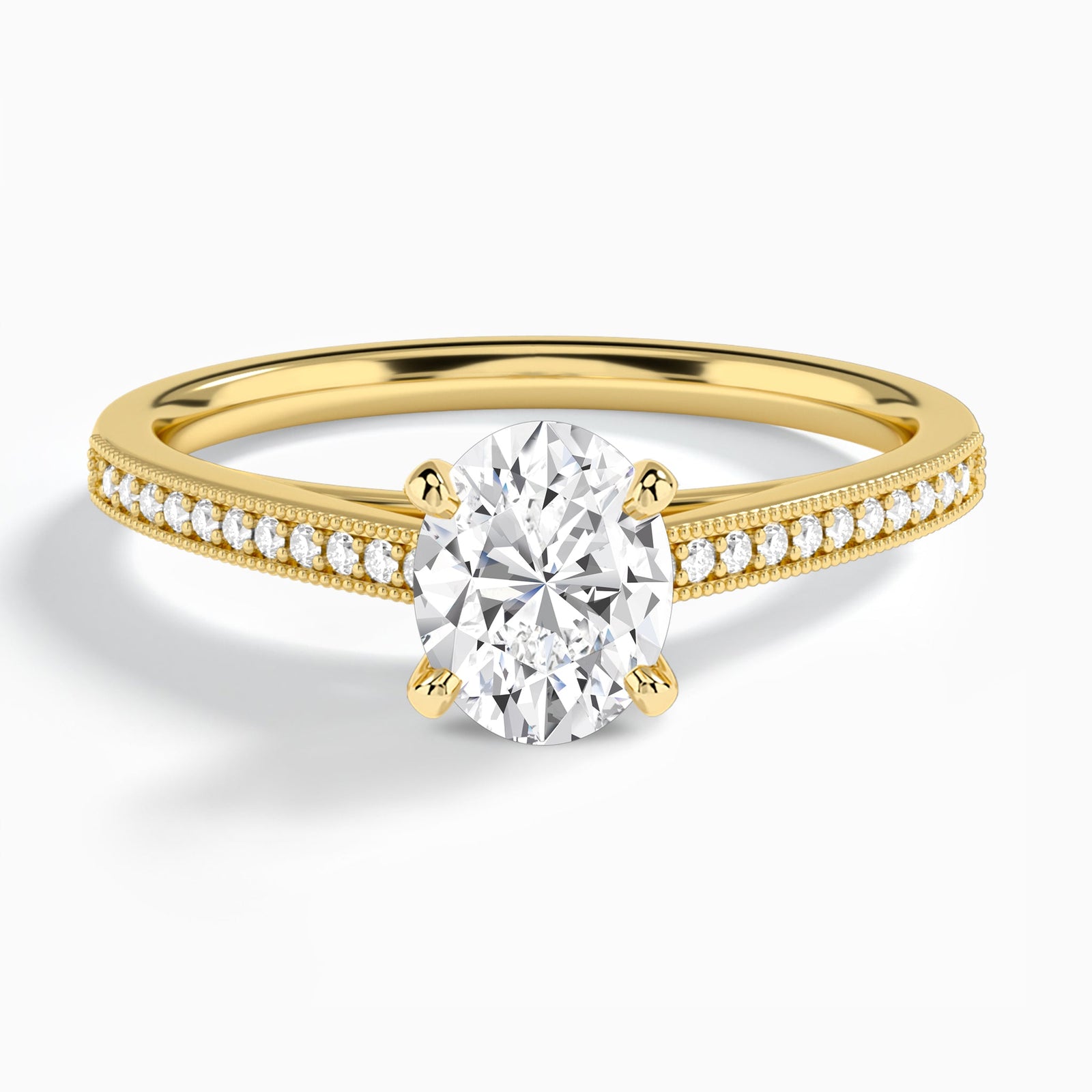 Oval Luxe Hudson Lab Grown Diamond Engagement Ring In 18K Yellow Gold - Lucenjuri