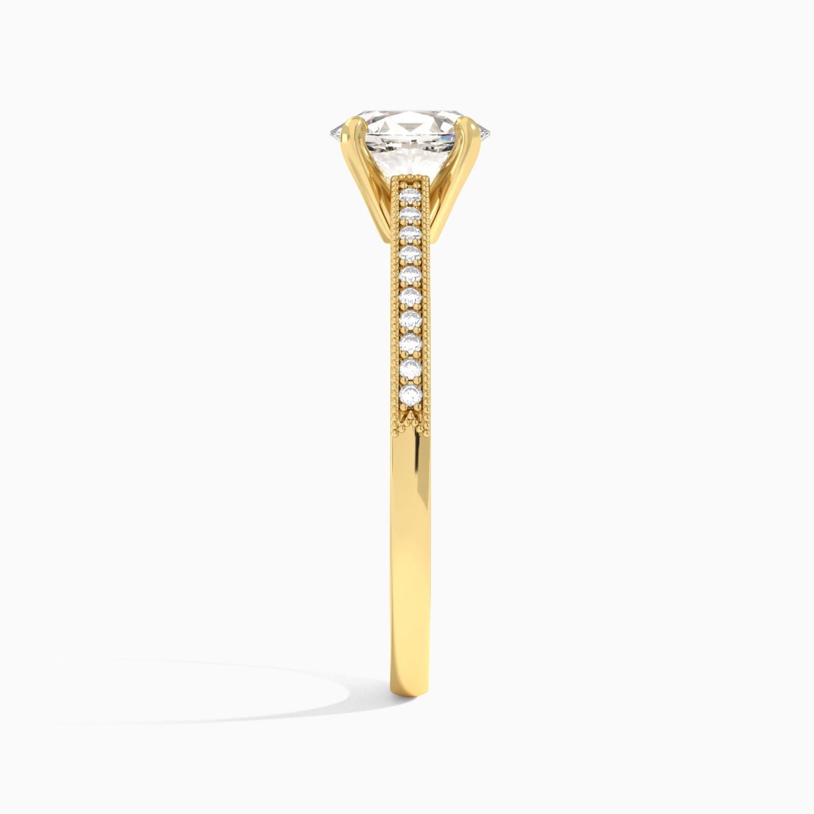 Oval Luxe Hudson Lab Grown Diamond Engagement Ring In 18K Yellow Gold, Side View