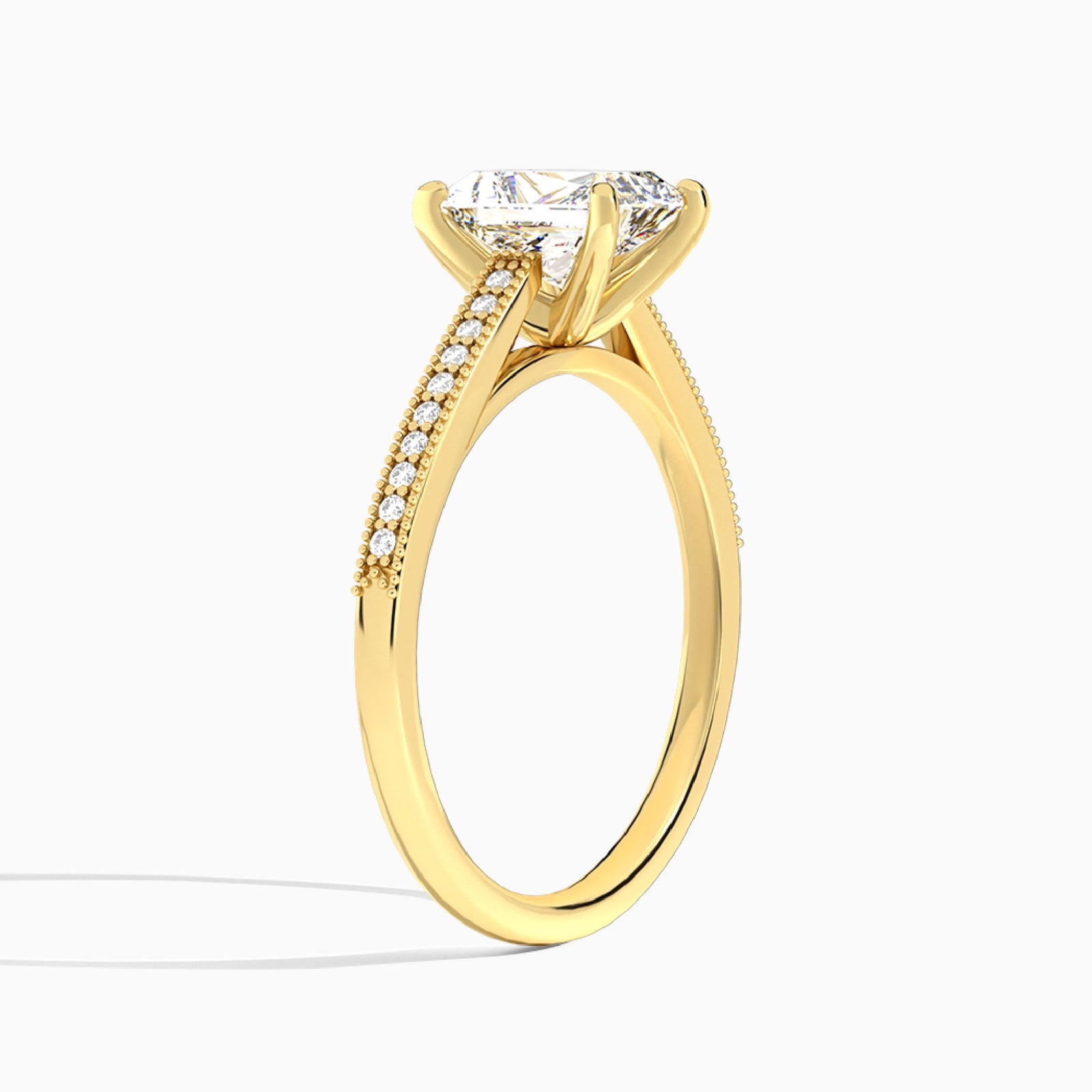 Radiant Luxe Hudson Lab Grown Diamond Engagement Ring In 18K Yellow Gold, Angle View
