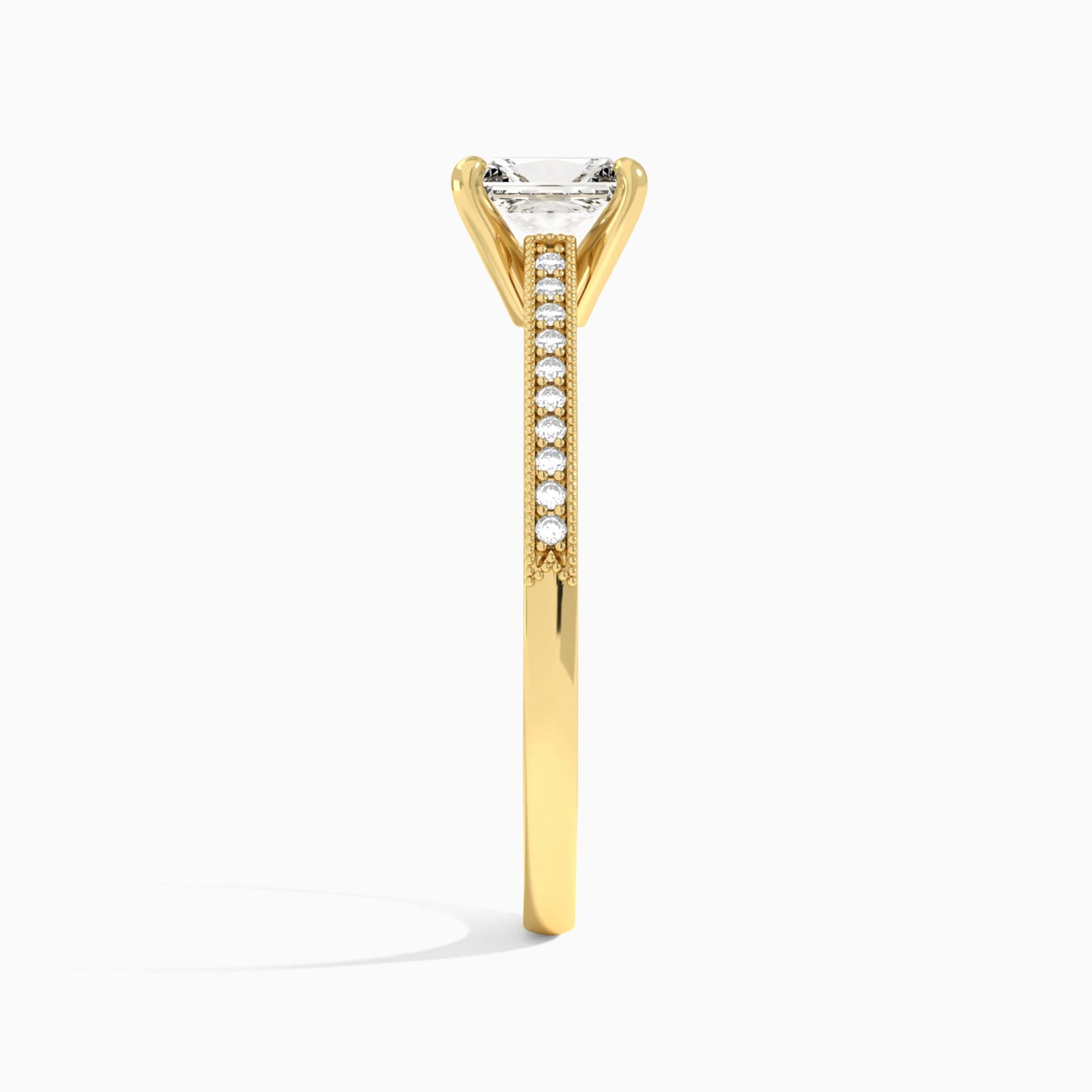 Radiant Luxe Hudson Lab Grown Diamond Engagement Ring In 18K Yellow Gold, Side View