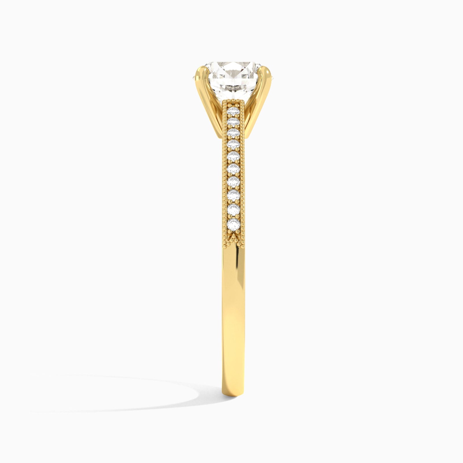 Round Luxe Hudson Lab Grown Diamond Engagement Ring In 14K Yellow Gold, Side View