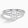 Marquise Starla Milgrain Lab Diamond Engagement Ring In 14K White Gold - Lucenjuri