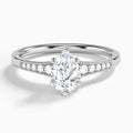 Pear Starla Milgrain Lab Diamond Engagement Ring In 14K White Gold - Lucenjuri