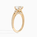 Emerald Milgrain Scalloped Lab Diamond Engagement Ring In 14K Rose Gold, Angle View