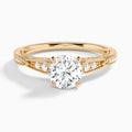 Round Milgrain Scalloped Lab Diamond Engagement Ring In 14K Rose Gold - Lucenjuri