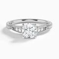 Cushion Milgrain Scalloped Lab Diamond Engagement Ring In 14K White Gold - Lucenjuri