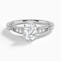 Pear Milgrain Scalloped Lab Diamond Engagement Ring In 14K White Gold - Lucenjuri
