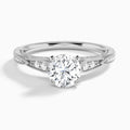 Round Milgrain Scalloped Lab Diamond Engagement Ring In 18K White Gold - Lucenjuri