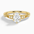 Pear Milgrain Scalloped Lab Diamond Engagement Ring In 14K Yellow Gold - Lucenjuri