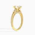 Pear Milgrain Scalloped Lab Diamond Engagement Ring In 14K Yellow Gold, Angle View