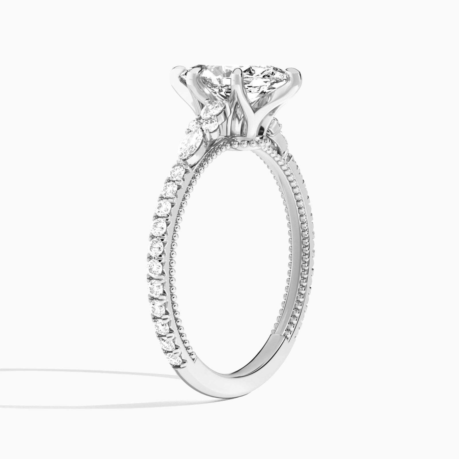 Marquise Celestia Lab Grown Diamond Engagement Ring In Platinum, Angle View