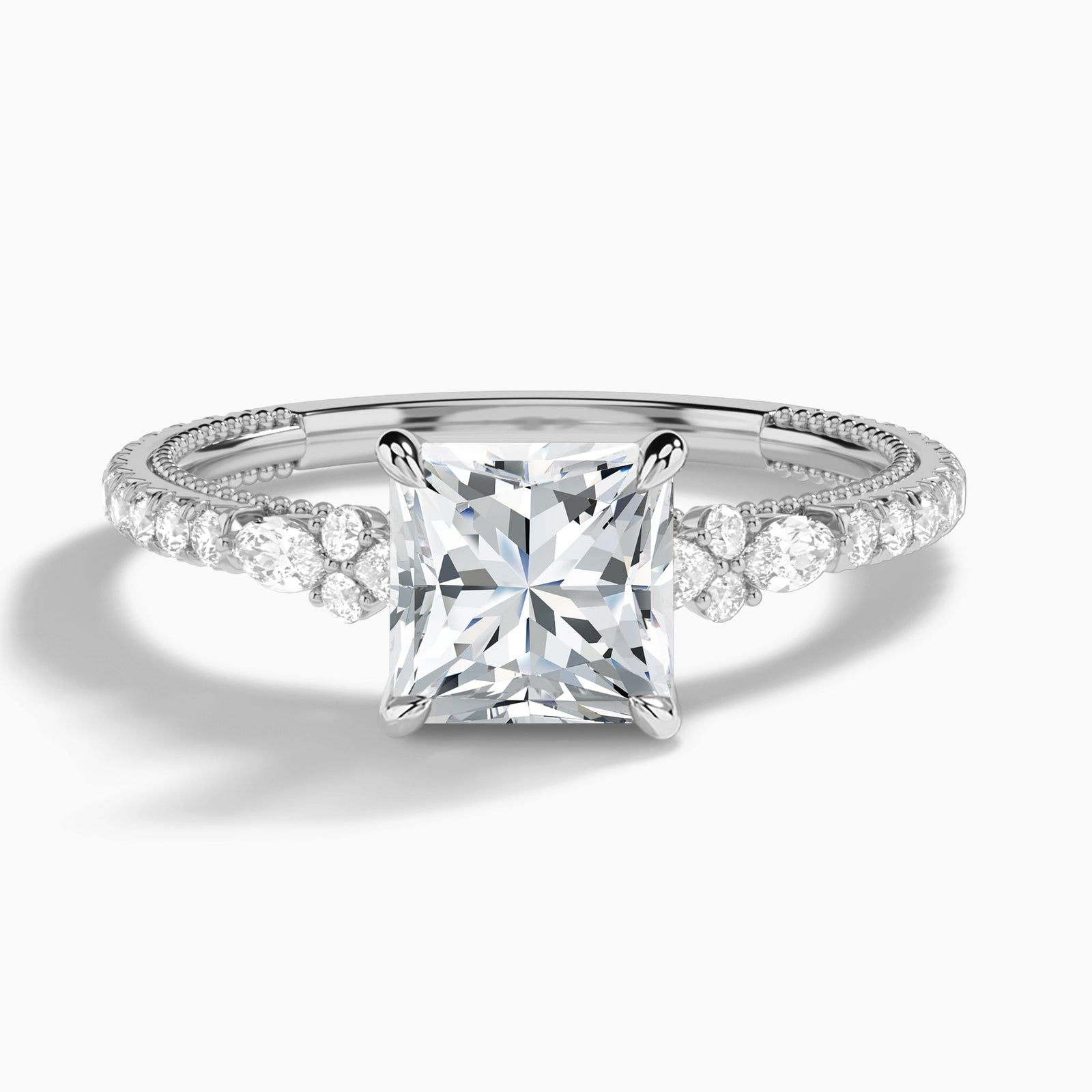 Princess Celestia Lab Grown Diamond Engagement Ring In 18K White Gold - Lucenjuri