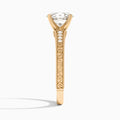 Oval Luxe Engraved Lab Diamond Engagement Ring In 14K Rose Gold, Side View