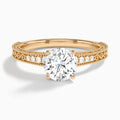 Round Luxe Engraved Lab Diamond Engagement Ring In 14K Rose Gold - Lucenjuri