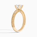 Round Luxe Engraved Lab Diamond Engagement Ring In 14K Rose Gold, Angle View