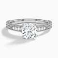 Round Luxe Engraved Lab Diamond Engagement Ring In 18K White Gold - Lucenjuri