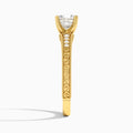 Cushion Luxe Engraved Lab Diamond Engagement Ring In 14K Yellow Gold, Side View