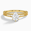 Pear Luxe Engraved Lab Diamond Engagement Ring In 14K Yellow Gold - Lucenjuri