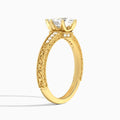 Pear Luxe Engraved Lab Diamond Engagement Ring In 14K Yellow Gold, Angle View
