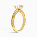 Radiant Luxe Engraved Lab Diamond Engagement Ring In 14K Yellow Gold, Angle View